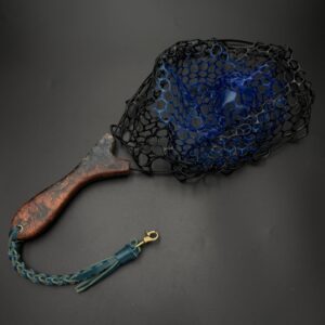 渓流用スプリングネット　カーブ　花梨瘤紅白ブルー染